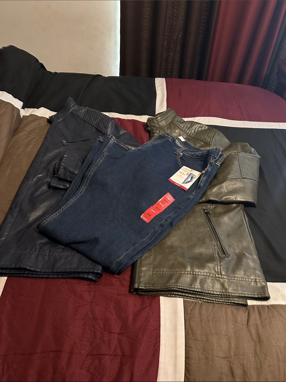 Two Wulful Men's Faux Leather Jackets with Levi Jeans